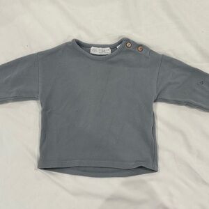 Zara Kids Button-Shoulder Sweatshirt in Slate Gray-Blue